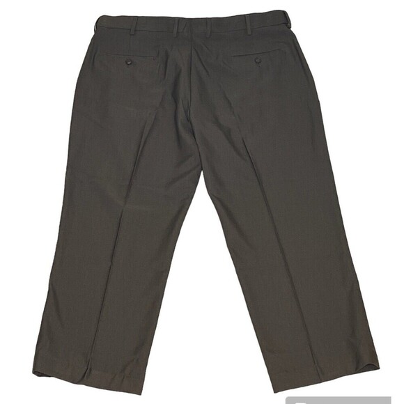HAGGAR Men Dress Pants Brown Size 40x29 Flat‎ Front Classic Fit - Picture 2 of 7